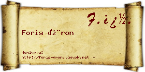 Foris Áron névjegykártya